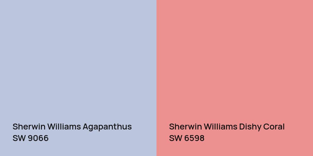 Sherwin Williams Agapanthus vs. Sherwin Williams Dishy Coral