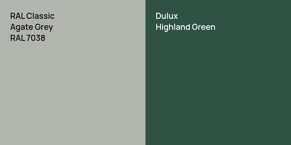 RAL Classic Agate Grey vs. Dulux Highland Green