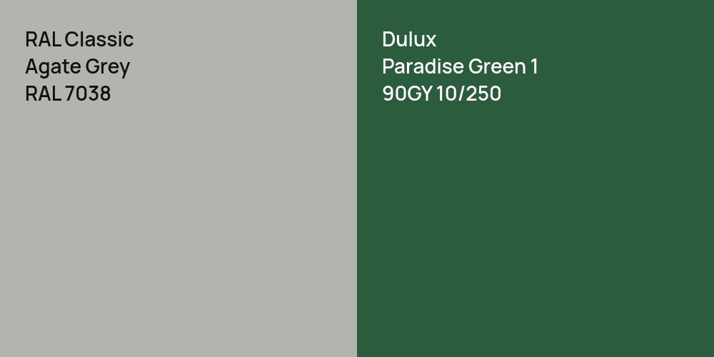 RAL Classic Agate Grey vs. Dulux Paradise Green 1