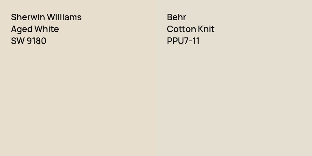 Sherwin Williams Aged White vs. Behr Cotton Knit