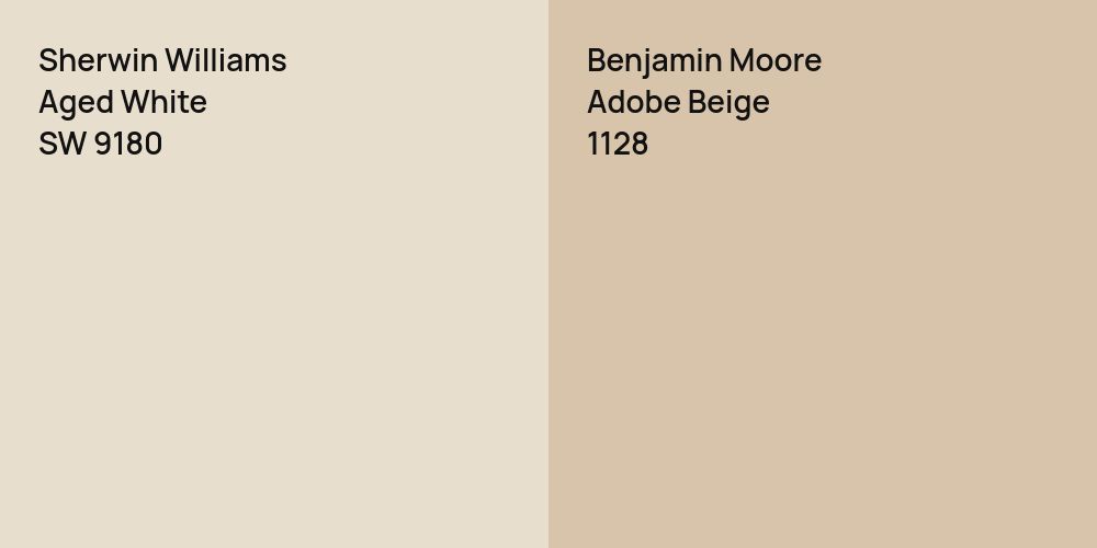 Sherwin Williams Aged White vs. Benjamin Moore Adobe Beige