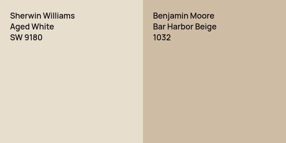 Sherwin Williams Aged White vs. Benjamin Moore Bar Harbor Beige