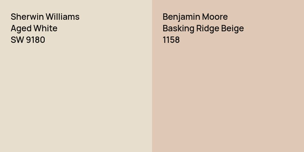 Sherwin Williams Aged White vs. Benjamin Moore Basking Ridge Beige