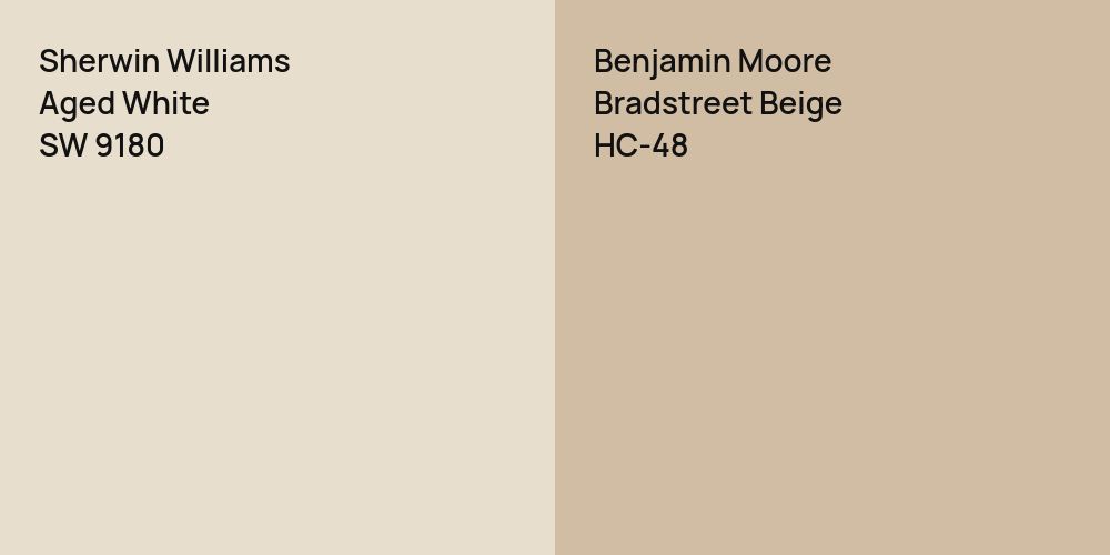 Sherwin Williams Aged White vs. Benjamin Moore Bradstreet Beige