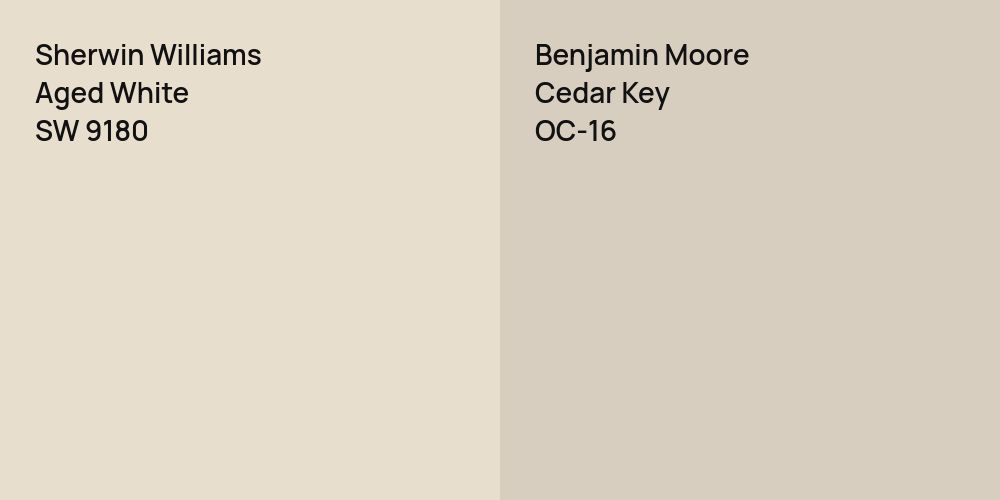 Sherwin Williams Aged White vs. Benjamin Moore Cedar Key