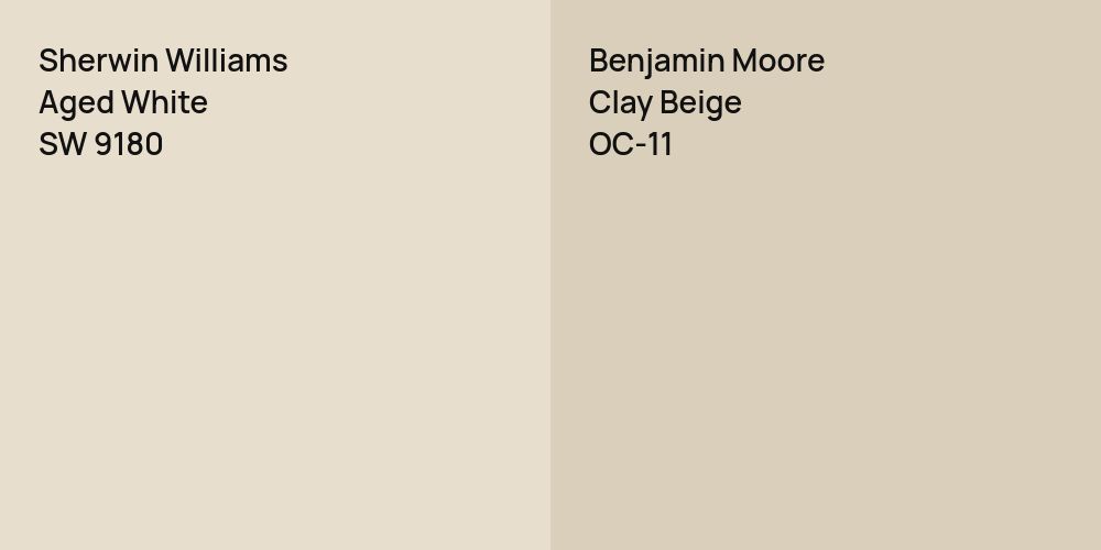 Sherwin Williams Aged White vs. Benjamin Moore Clay Beige