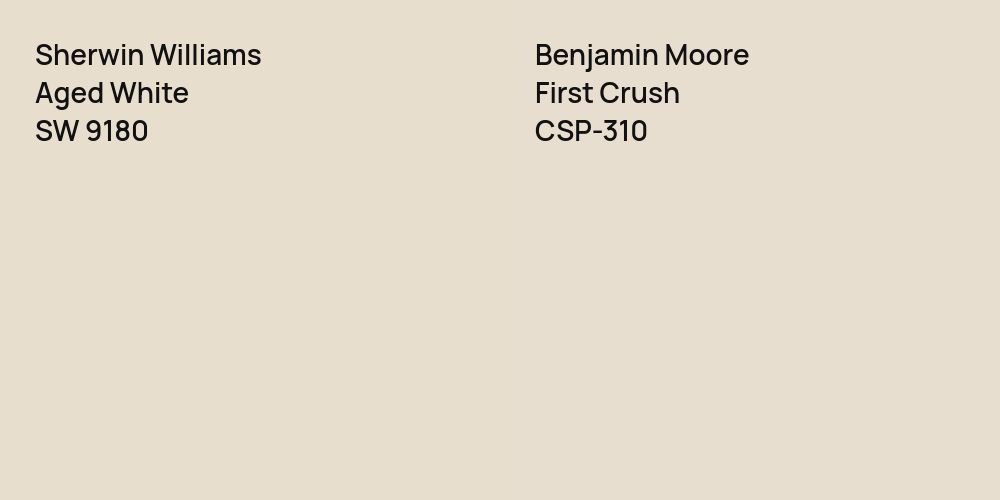 Sherwin Williams Aged White vs. Benjamin Moore First Crush