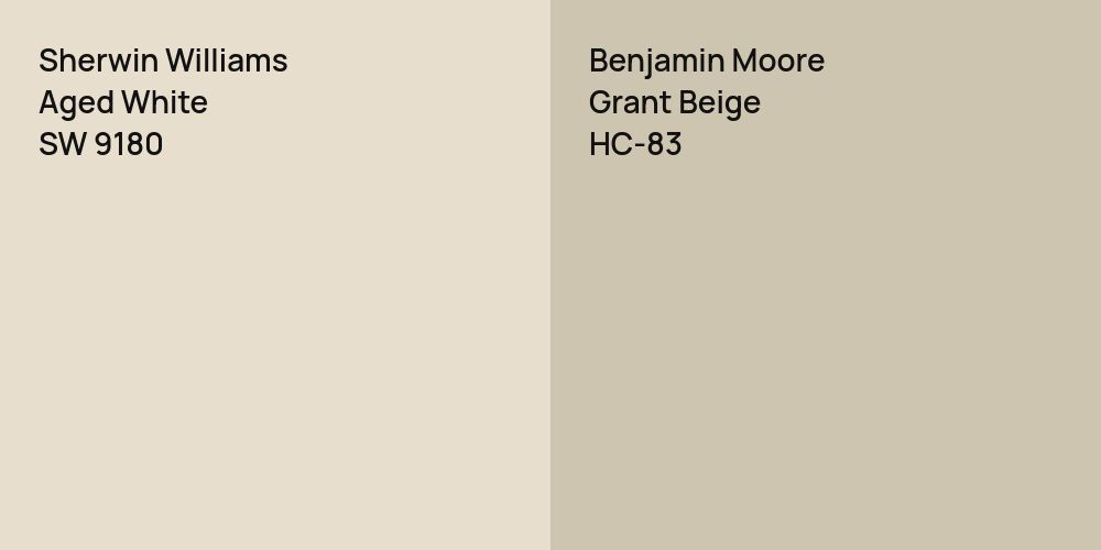 Sherwin Williams Aged White vs. Benjamin Moore Grant Beige