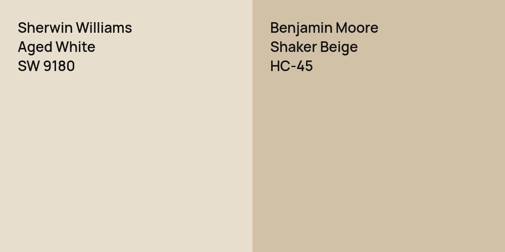 Sherwin Williams Aged White vs. Benjamin Moore Shaker Beige