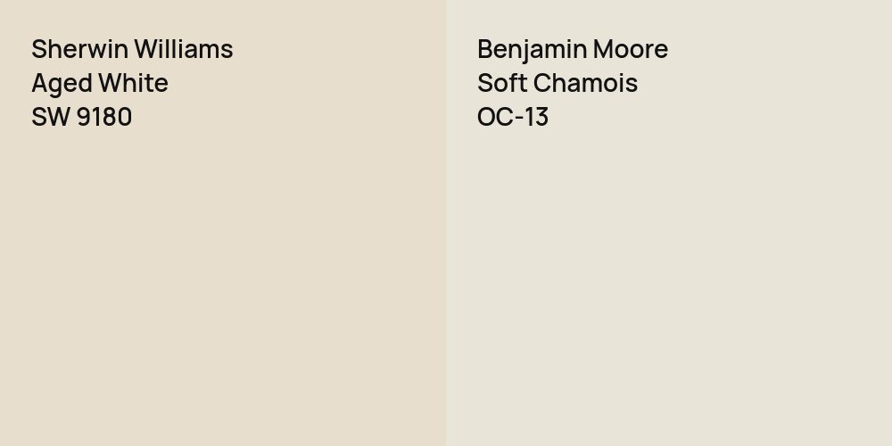 Sherwin Williams Aged White vs. Benjamin Moore Soft Chamois