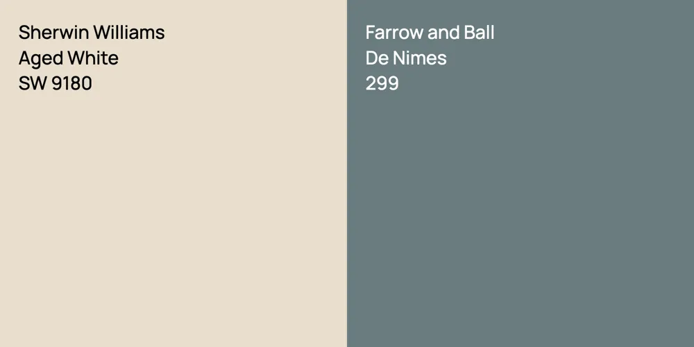 Sherwin Williams Aged White vs. Farrow and Ball De Nimes