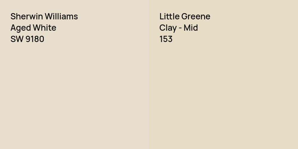 Sherwin Williams Aged White vs. Little Greene Clay - Mid