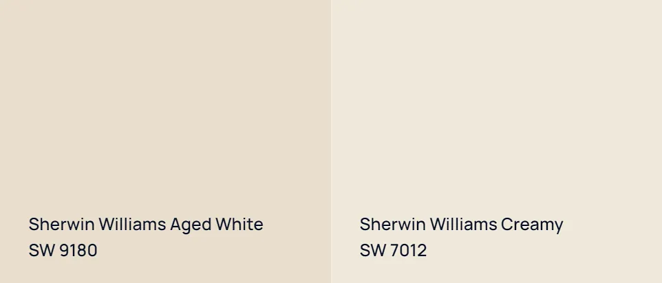 Sherwin Williams Aged White SW 9180 vs Sherwin Williams Creamy SW 7012
