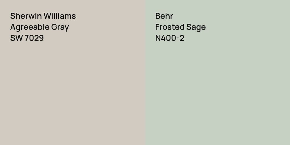 Sherwin Williams Agreeable Gray vs. Behr Frosted Sage