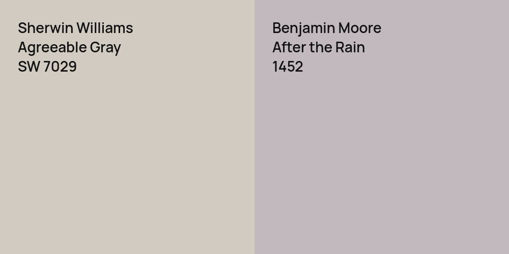 Sherwin Williams Agreeable Gray vs. Benjamin Moore After the Rain