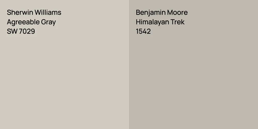 Sherwin Williams Agreeable Gray vs. Benjamin Moore Himalayan Trek