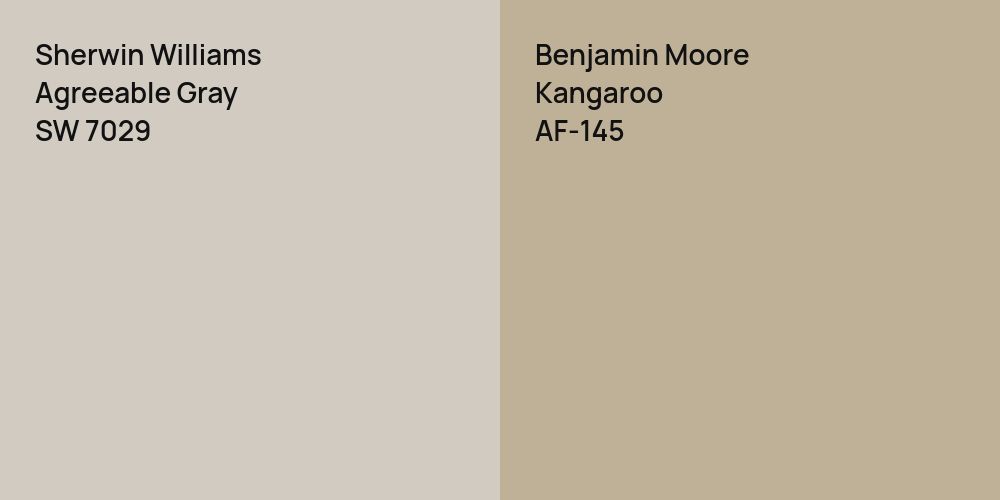 Sherwin Williams Agreeable Gray vs. Benjamin Moore Kangaroo