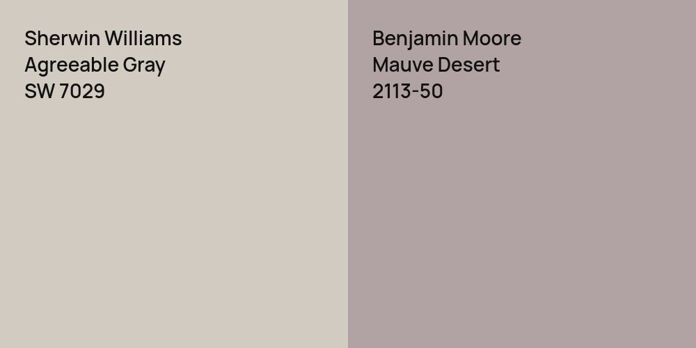 Sherwin Williams Agreeable Gray vs. Benjamin Moore Mauve Desert