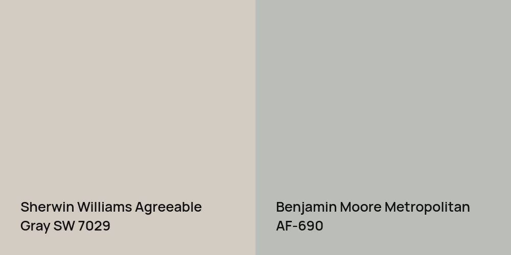 Sherwin Williams Agreeable Gray vs. Benjamin Moore Metropolitan