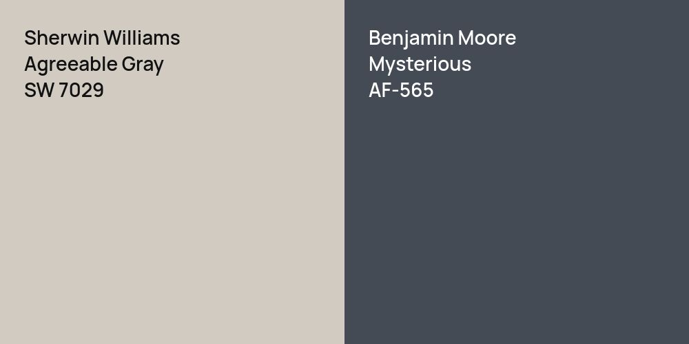 Sherwin Williams Agreeable Gray vs. Benjamin Moore Mysterious