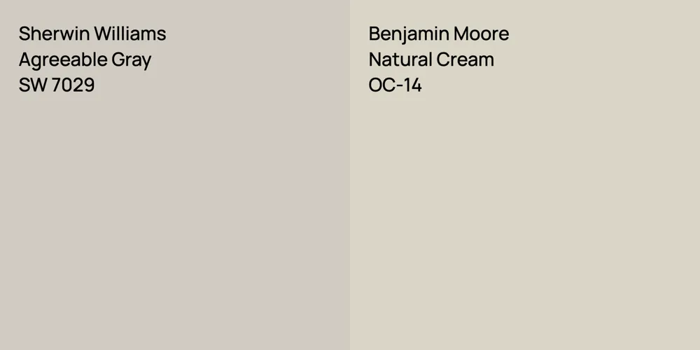 Sherwin Williams Agreeable Gray vs. Benjamin Moore Natural Cream