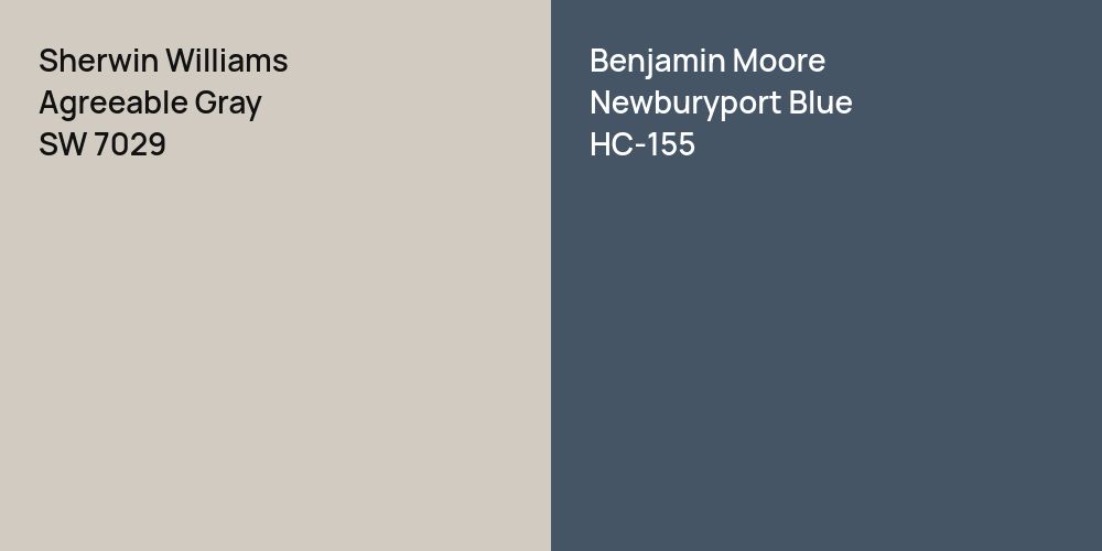 Sherwin Williams Agreeable Gray vs. Benjamin Moore Newburyport Blue