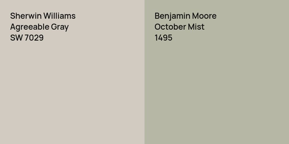 Sherwin Williams Agreeable Gray vs. Benjamin Moore October Mist