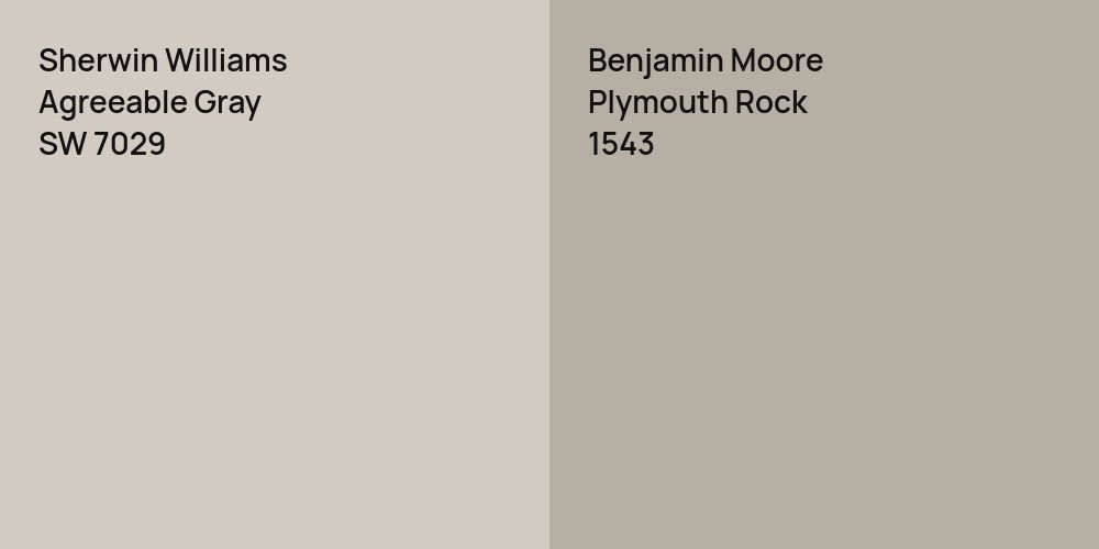 Sherwin Williams Agreeable Gray vs. Benjamin Moore Plymouth Rock