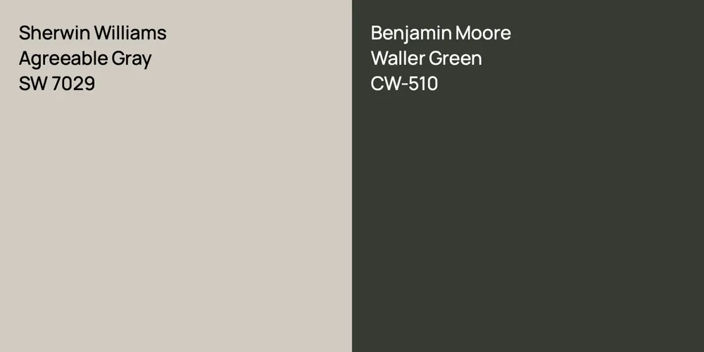 Sherwin Williams Agreeable Gray vs. Benjamin Moore Waller Green