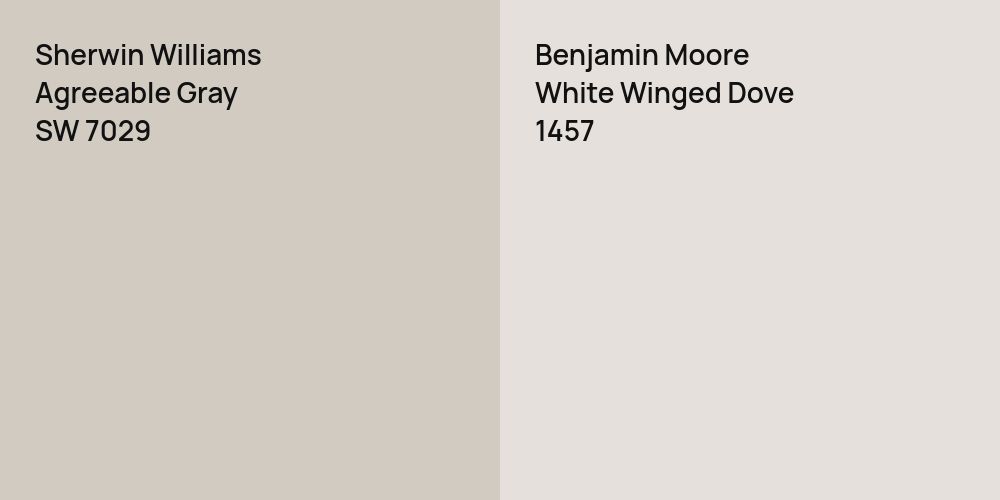 Sherwin Williams Agreeable Gray vs. Benjamin Moore White Winged Dove