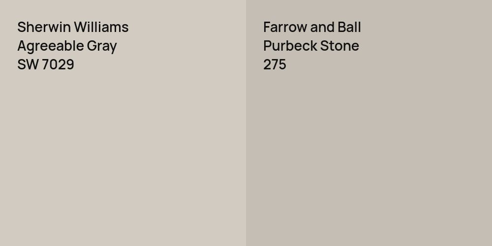 Sherwin Williams Agreeable Gray vs. Farrow and Ball Purbeck Stone