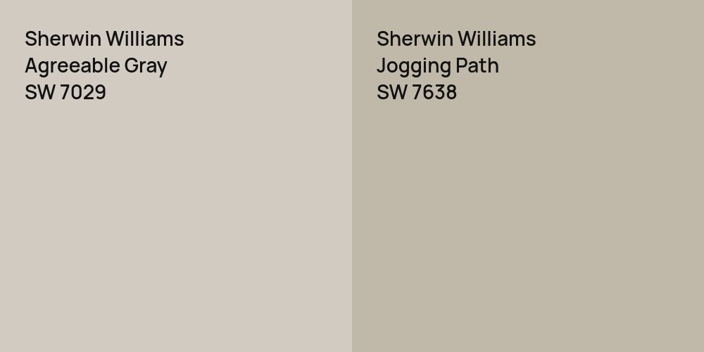 Sherwin Williams Agreeable Gray vs. Sherwin Williams Jogging Path