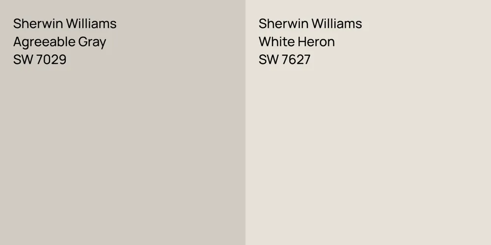 Sherwin Williams Agreeable Gray vs. Sherwin Williams White Heron comparison
