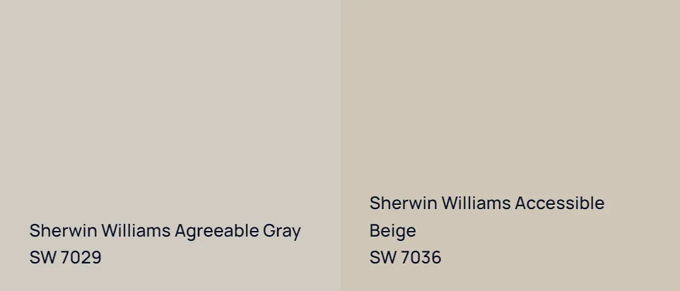 Sherwin Williams Agreeable Gray SW 7029 vs Sherwin Williams Accessible Beige SW 7036