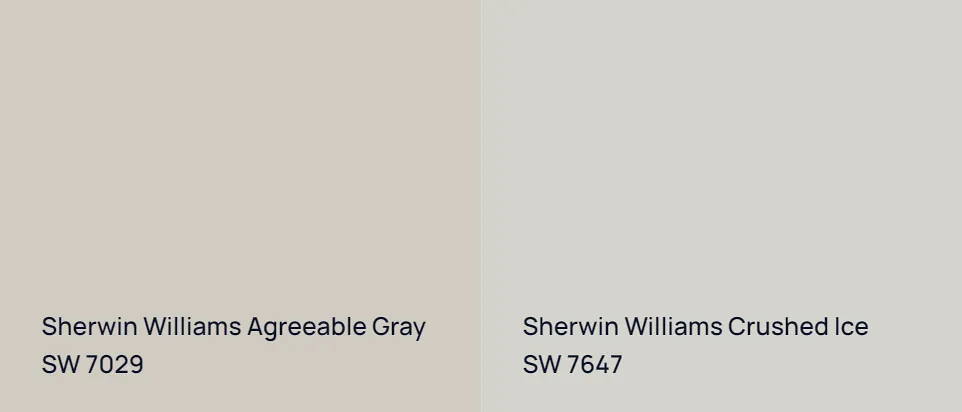 Sherwin Williams Agreeable Gray SW 7029 vs Sherwin Williams Crushed Ice SW 7647