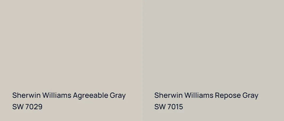 Sherwin Williams Agreeable Gray SW 7029 vs Sherwin Williams Repose Gray SW 7015