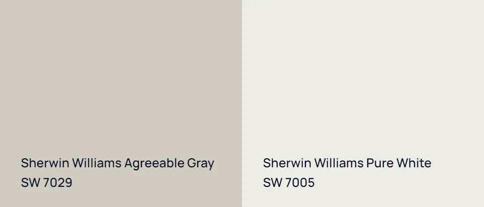 Sherwin Williams Agreeable Gray SW 7029 vs Sherwin Williams Pure White SW 7005