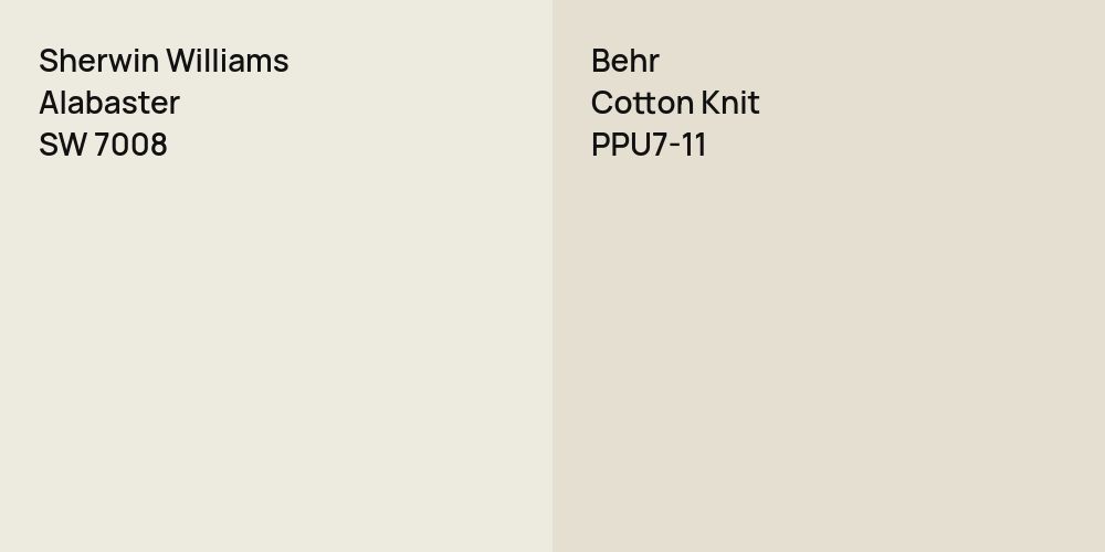 Sherwin Williams Alabaster vs. Behr Cotton Knit