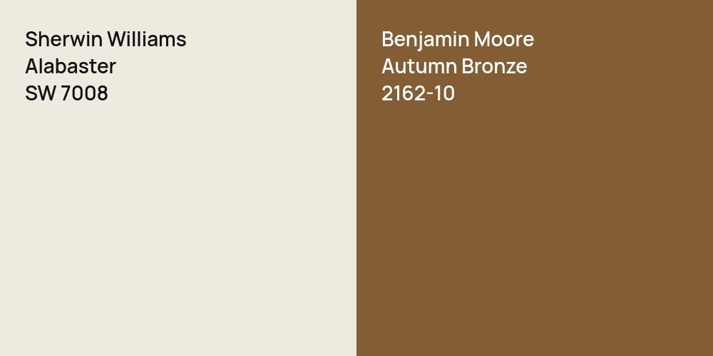 Sherwin Williams Alabaster vs. Benjamin Moore Autumn Bronze