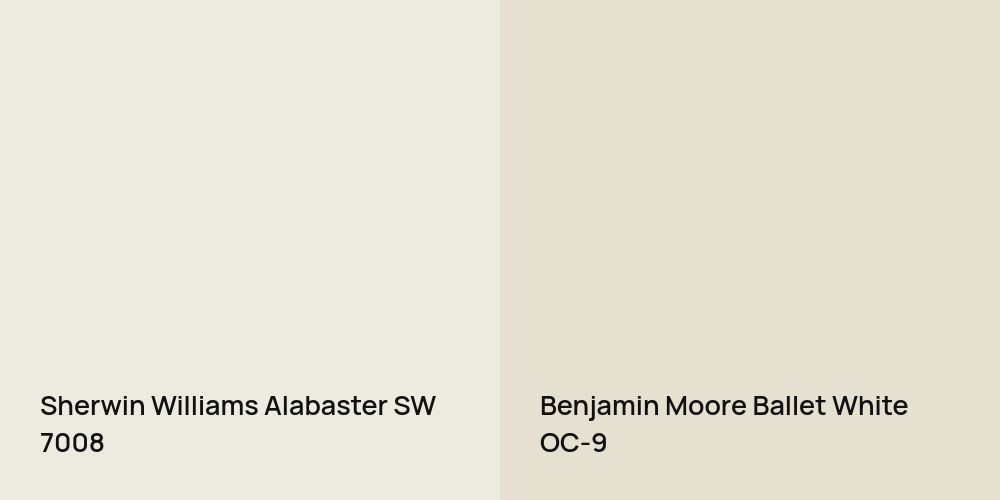 Sherwin Williams Alabaster vs. Benjamin Moore Ballet White