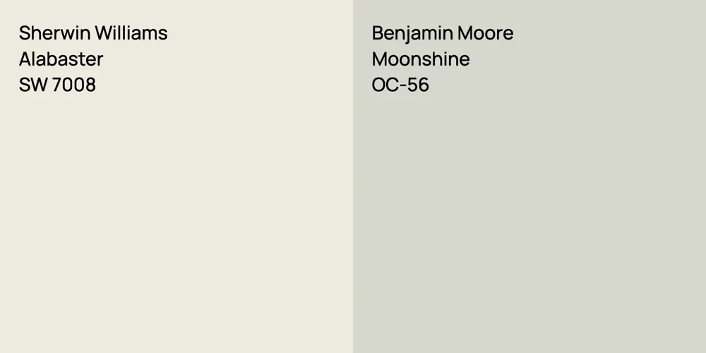 Sherwin Williams Alabaster vs. Benjamin Moore Moonshine