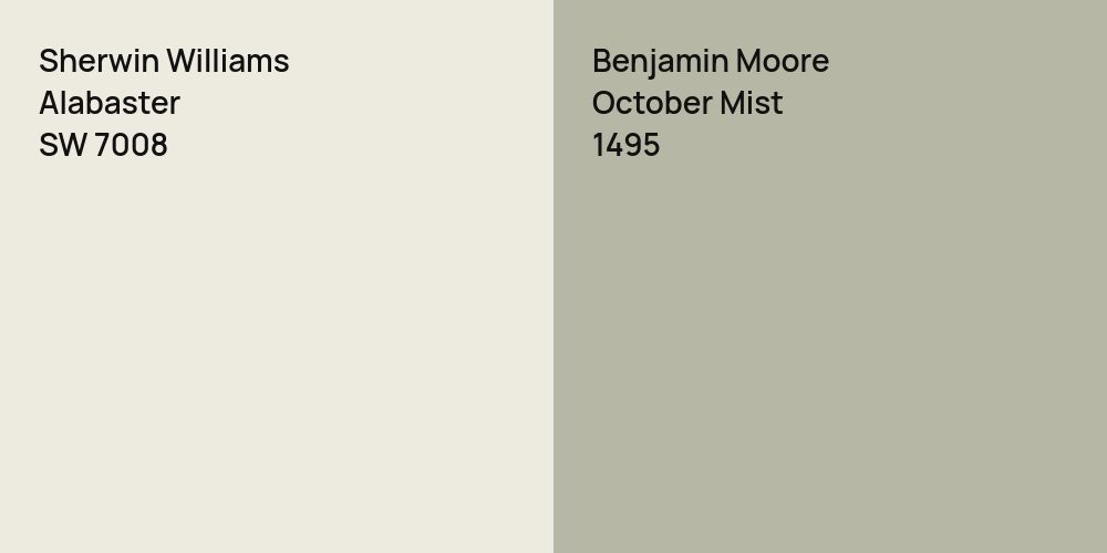 Sherwin Williams Alabaster vs. Benjamin Moore October Mist