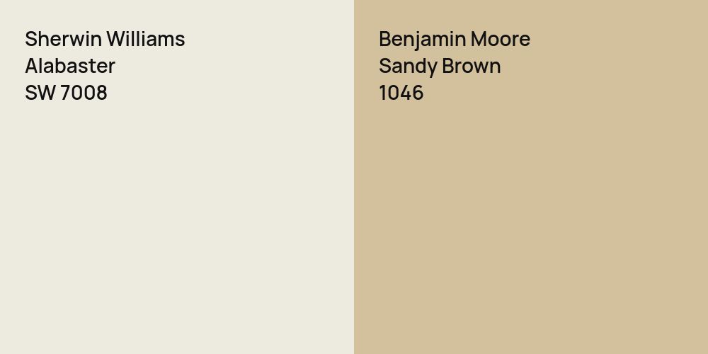 Sherwin Williams Alabaster vs. Benjamin Moore Sandy Brown