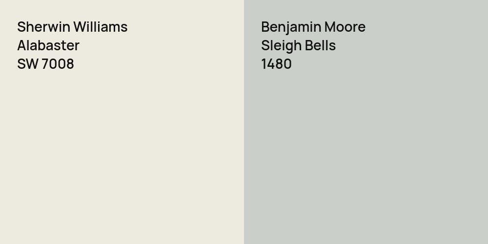 Sherwin Williams Alabaster vs. Benjamin Moore Sleigh Bells