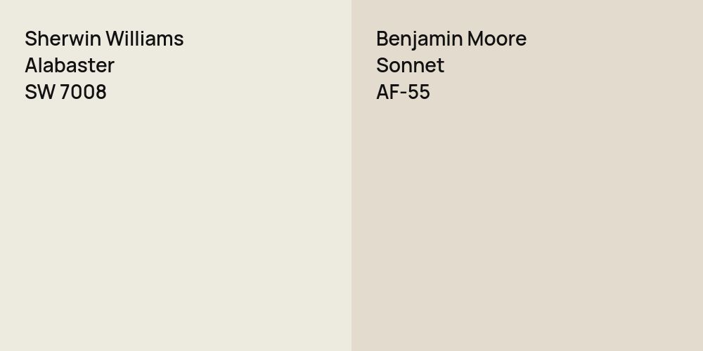 Sherwin Williams Alabaster vs. Benjamin Moore Sonnet