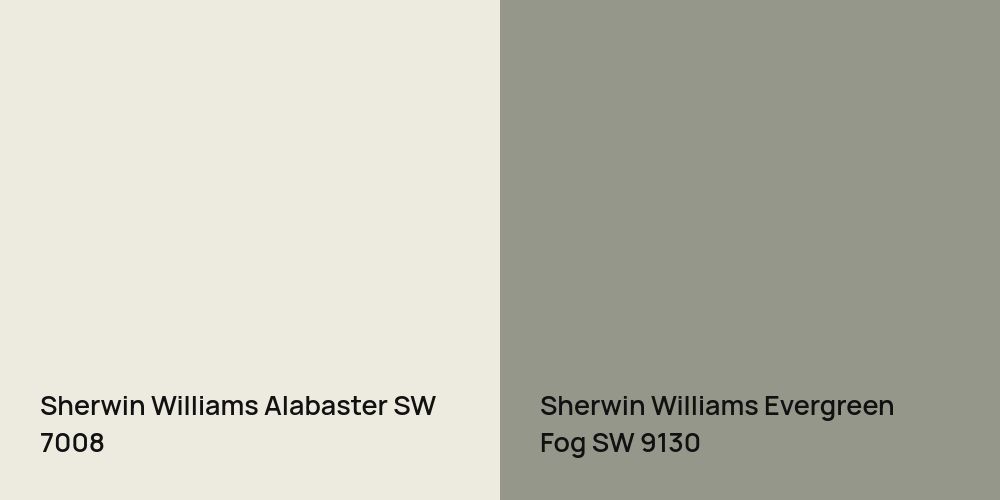 Sherwin Williams Alabaster vs. Sherwin Williams Evergreen Fog