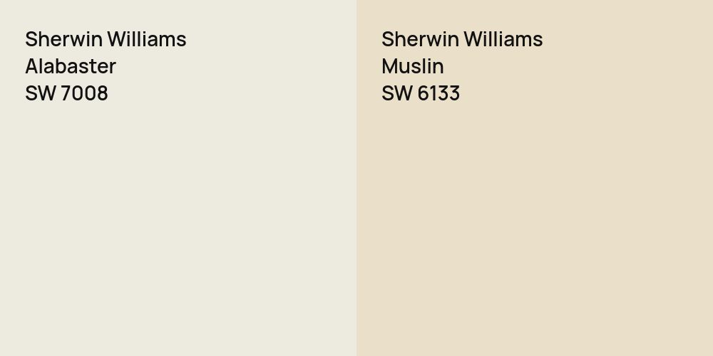 Sherwin Williams Alabaster Vs Sherwin Williams Muslin Color Comparison