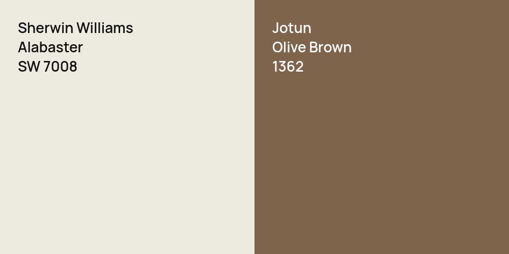 Sherwin Williams Alabaster vs. Jotun Olive Brown