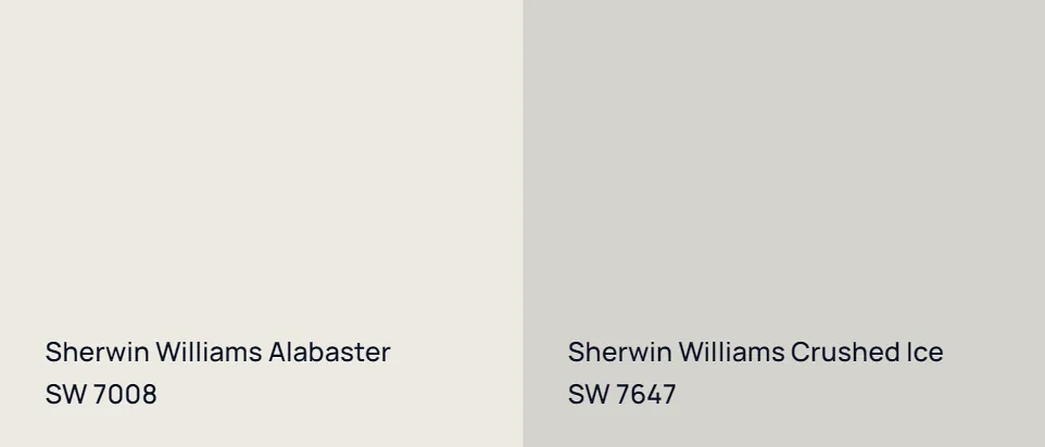Sherwin Williams Alabaster SW 7008 vs Sherwin Williams Crushed Ice SW 7647