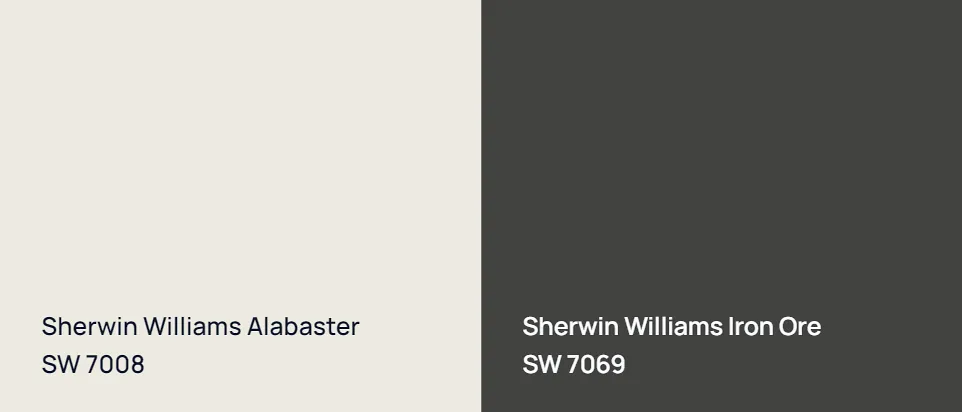 Sherwin Williams Alabaster SW 7008 vs Sherwin Williams Iron Ore SW 7069